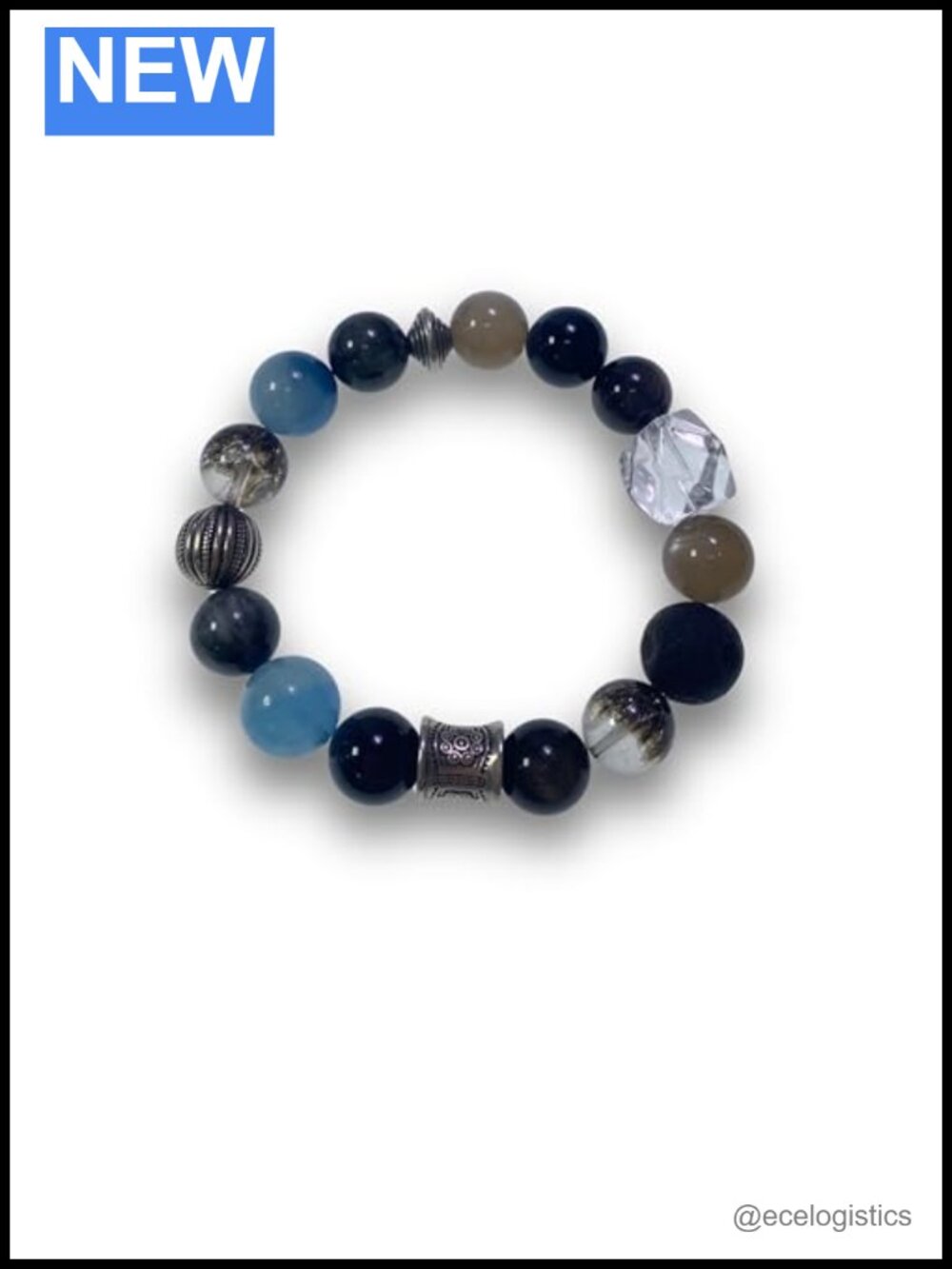 Obsidian Crystal Stretch Bracelet Black Beaded Natural Stone